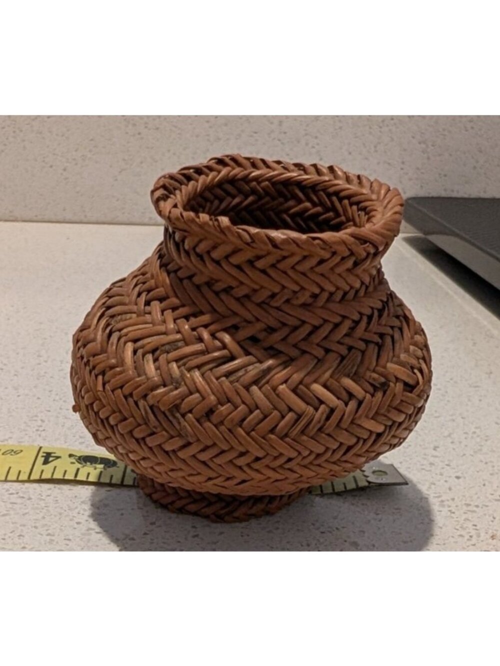 Vintage Hand-Woven Pine Needle Basket Olla Shape Rustic Decor Unique Artisan - Picture 11 of 16